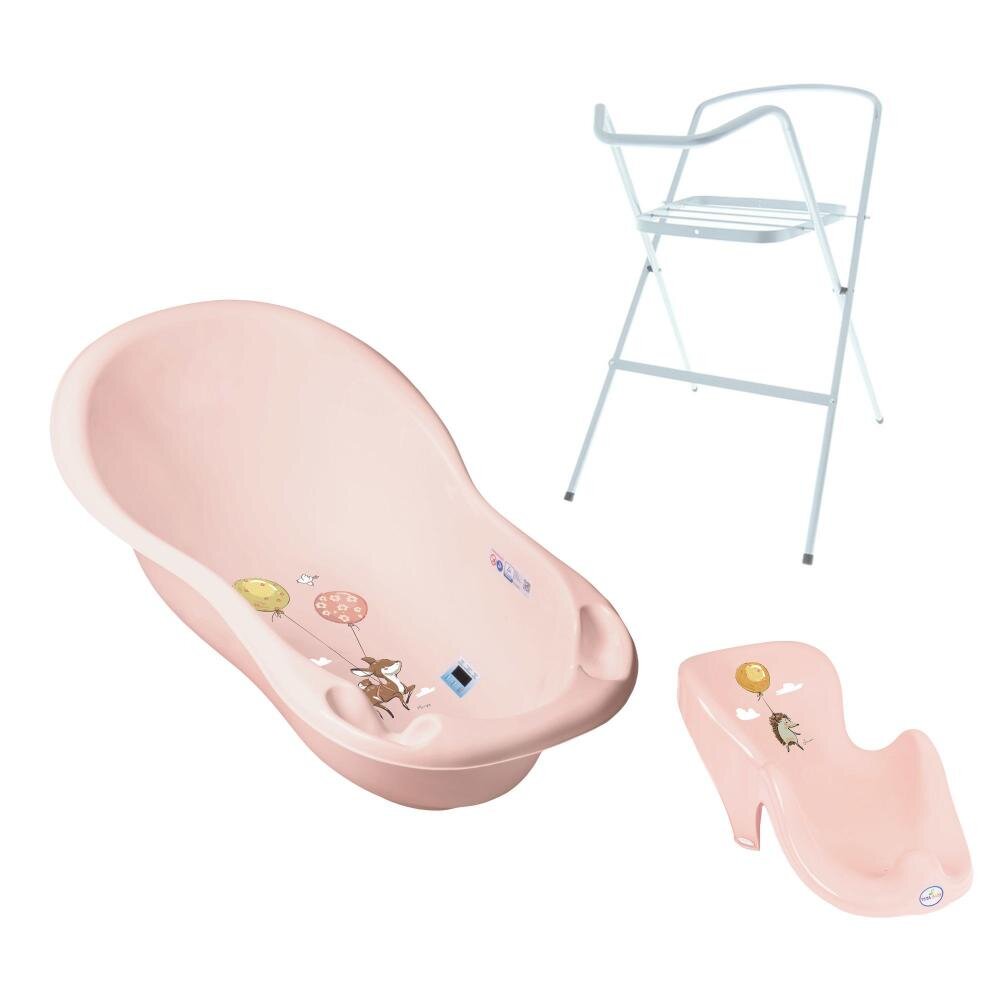 TEGA BABY Set Cadita 102cm cu suport metalic si suport anatomic Forest Roz