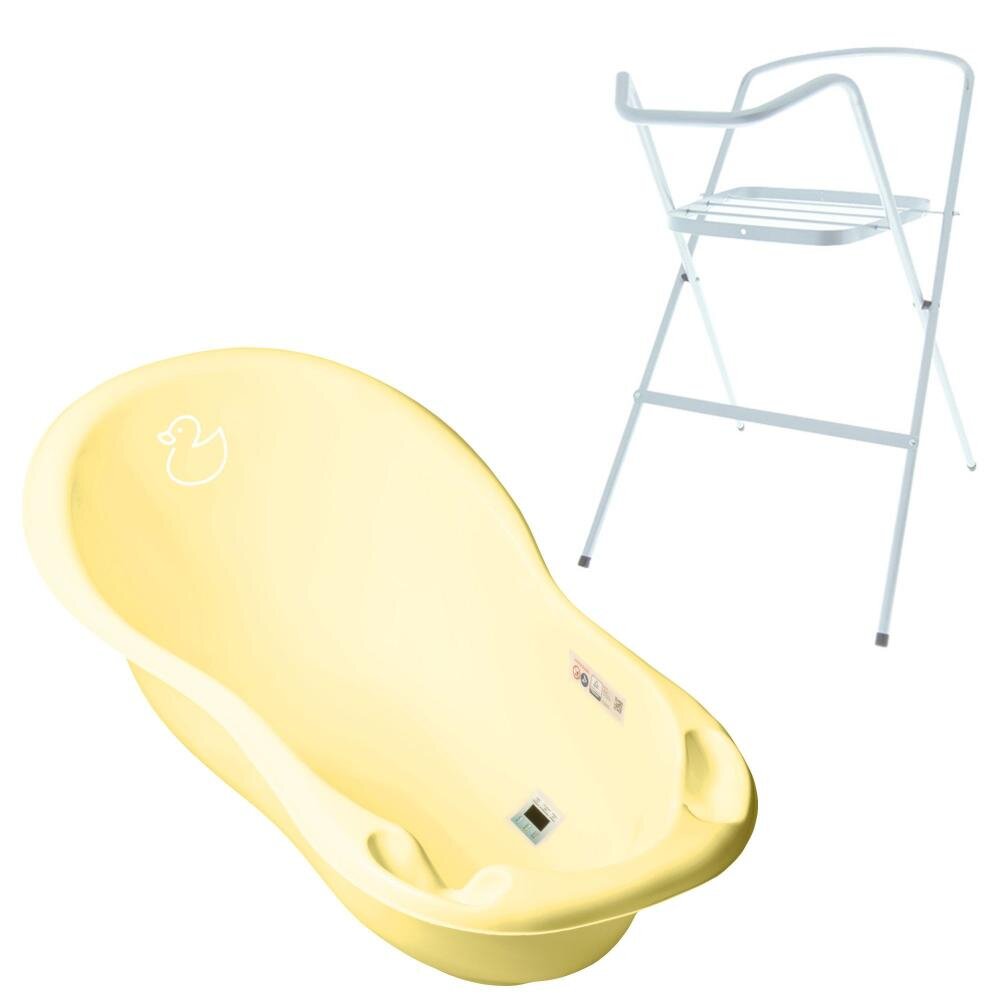 TEGA BABY Set Cadita 86 cm cu suport metalic Duck Galben