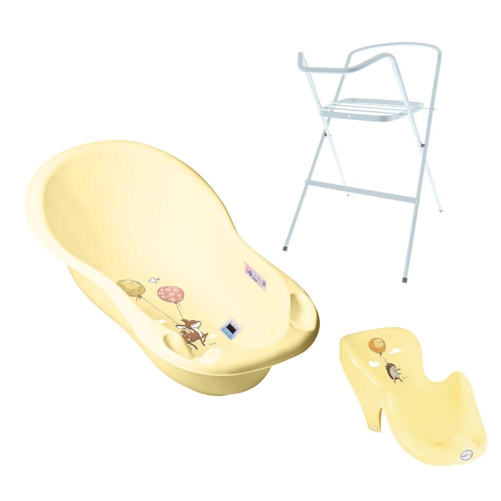 TEGA BABY Set Cadita 86 cm cu suport metalic si suport anatomic Forest Galben