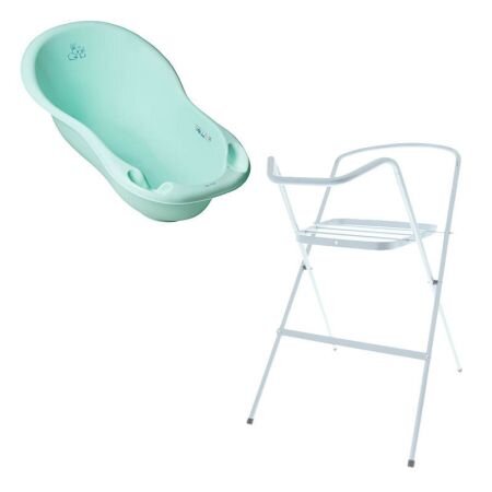 TEGA BABY Set Cadita cu suport metalic Little Bunnies 102cm Mint
