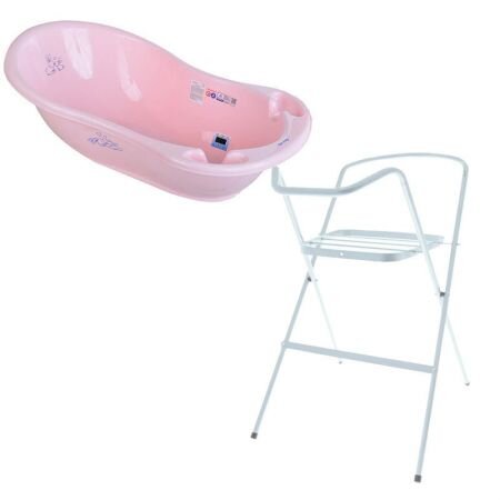 TEGA BABY Set Cadita cu suport metalic Little Bunnies 102cm Roz