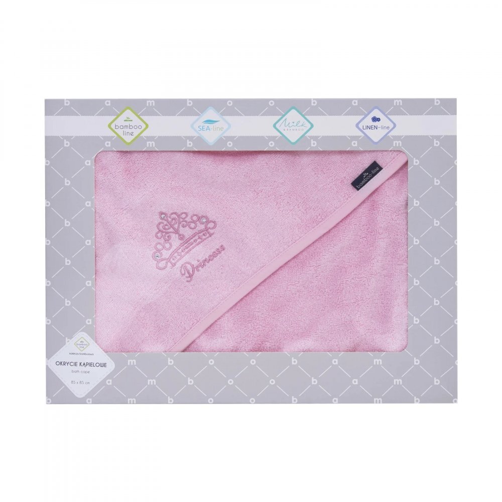 Texpol Prosop din fibra de bambus cu gluga pentru bebelusi si copii Hands-free Princess Pink 85x85cm