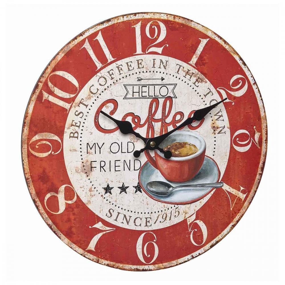 TFA Ceas analog de perete din mdf design vintage coffee
