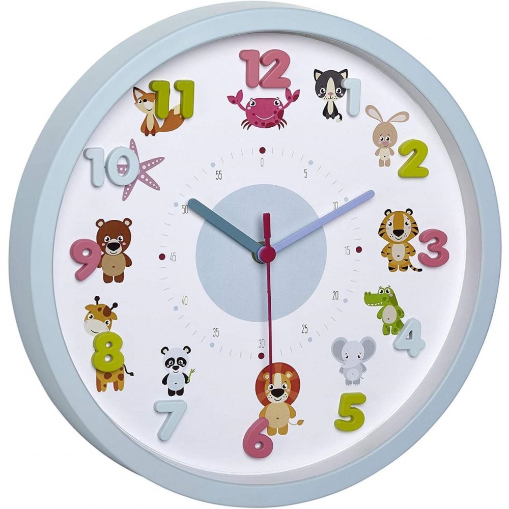 TFA Ceas de perete pentru copii silentios cu animale si cifre 3D Little Animals 60.3051.14