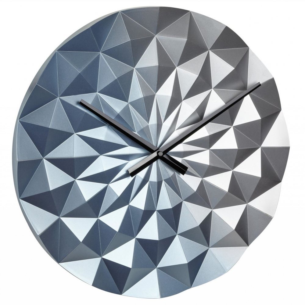 TFA Ceas geometric de precizie analog de perete creat de designer model Diamond albastru metalic