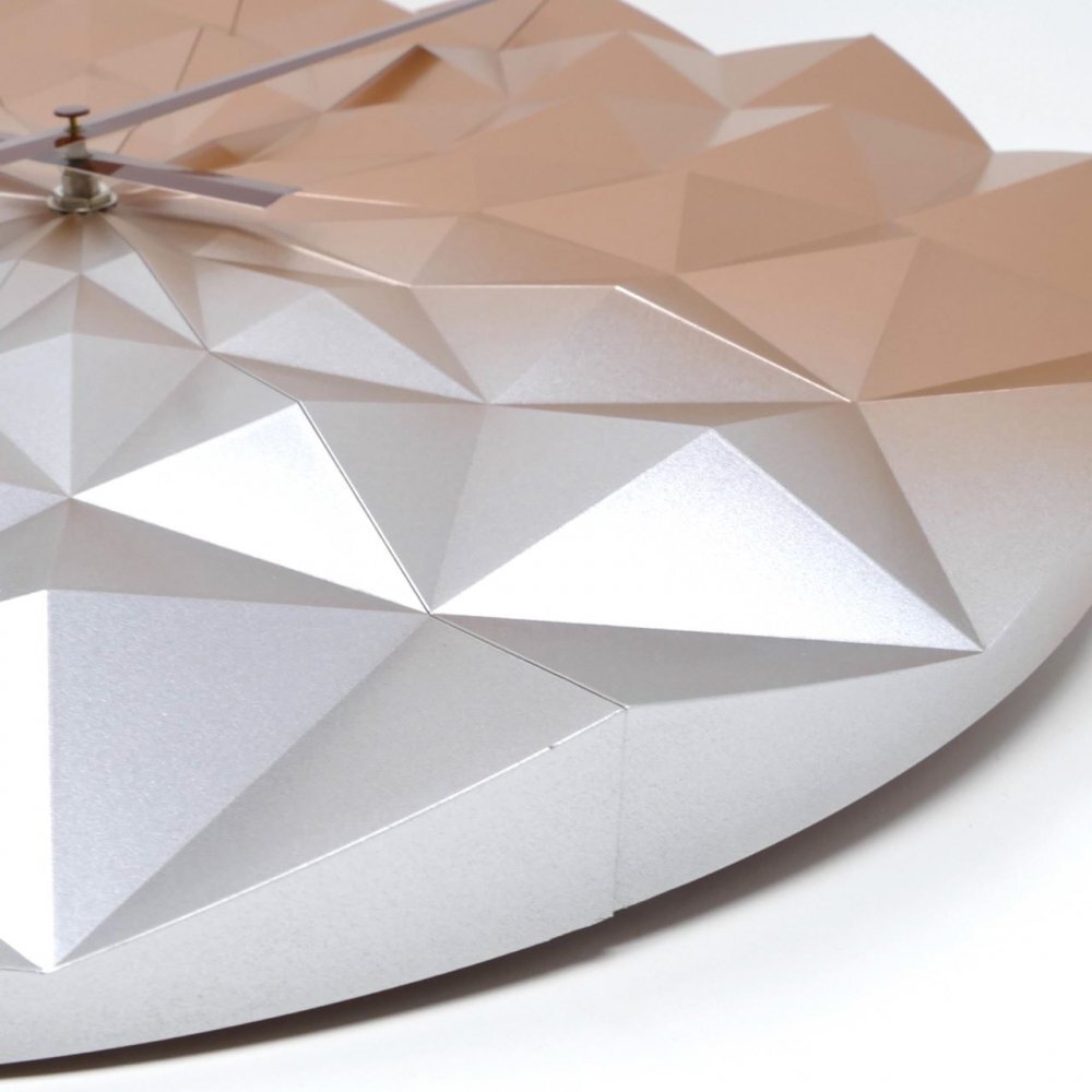 TFA Ceas geometric de precizie analog de perete creat de designer model Diamond roz auriu metalic
