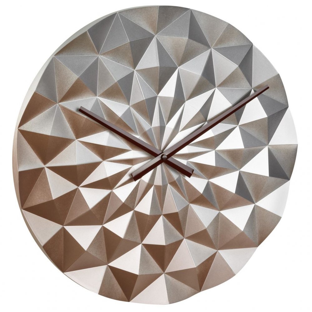 TFA Ceas geometric de precizie analog de perete creat de designer model Diamond roz auriu metalic