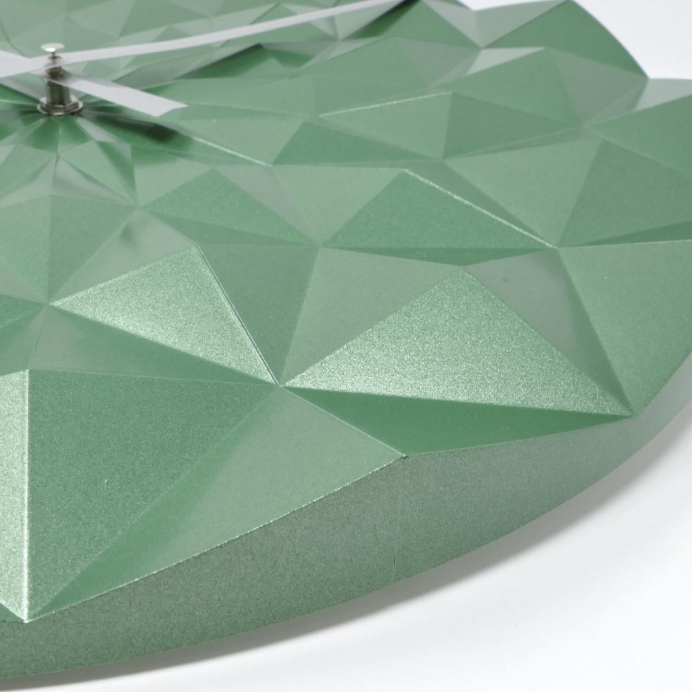 TFA Ceas geometric de precizie analog de perete creat de designer model Diamond verde metalic