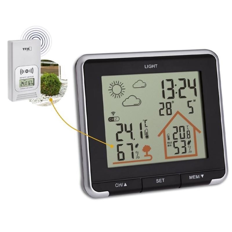 TFA Statie meteo wireless Life 35.1153.01 cu transmitator wireless extern inclus negru