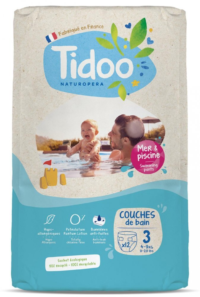 Tidoo Scutece de baie T3(4-9kg) ECO hipoalergenice marimea 3 12 bucati
