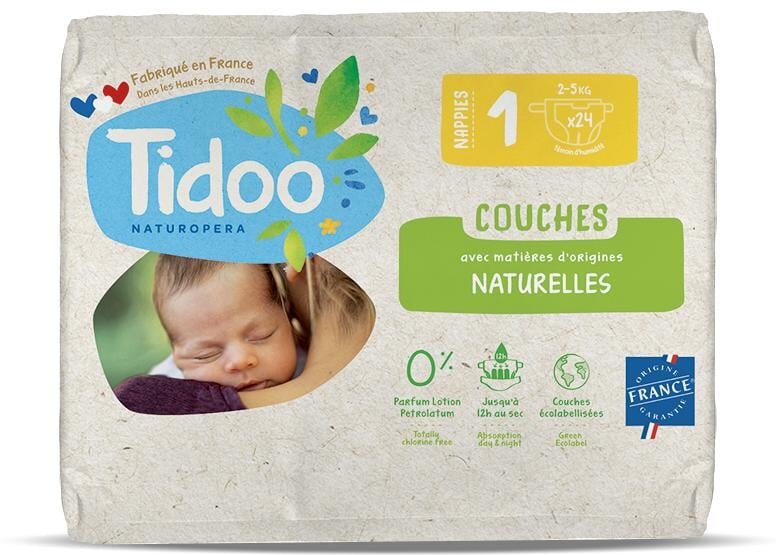 Tidoo Scutece T1(2-5kg) ECO hipoalergenice nou nascuti marimea 1 24 bucati