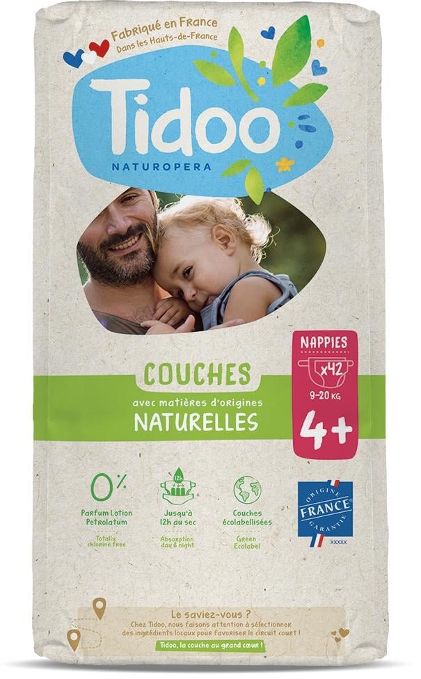 Tidoo Scutece T4+(9-20kg) ECO hipoalergenice marimea 4+ 42 bucati