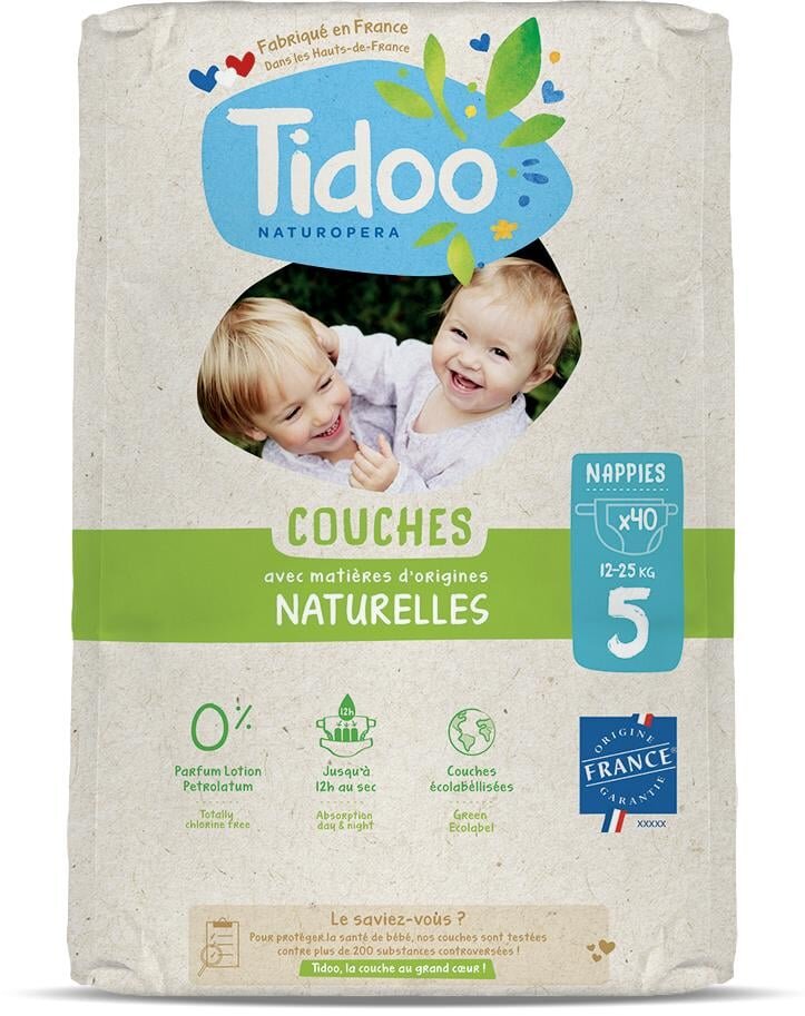 Tidoo Scutece T5(12-25kg) ECO hipoalergenice marimea 5 40 bucati