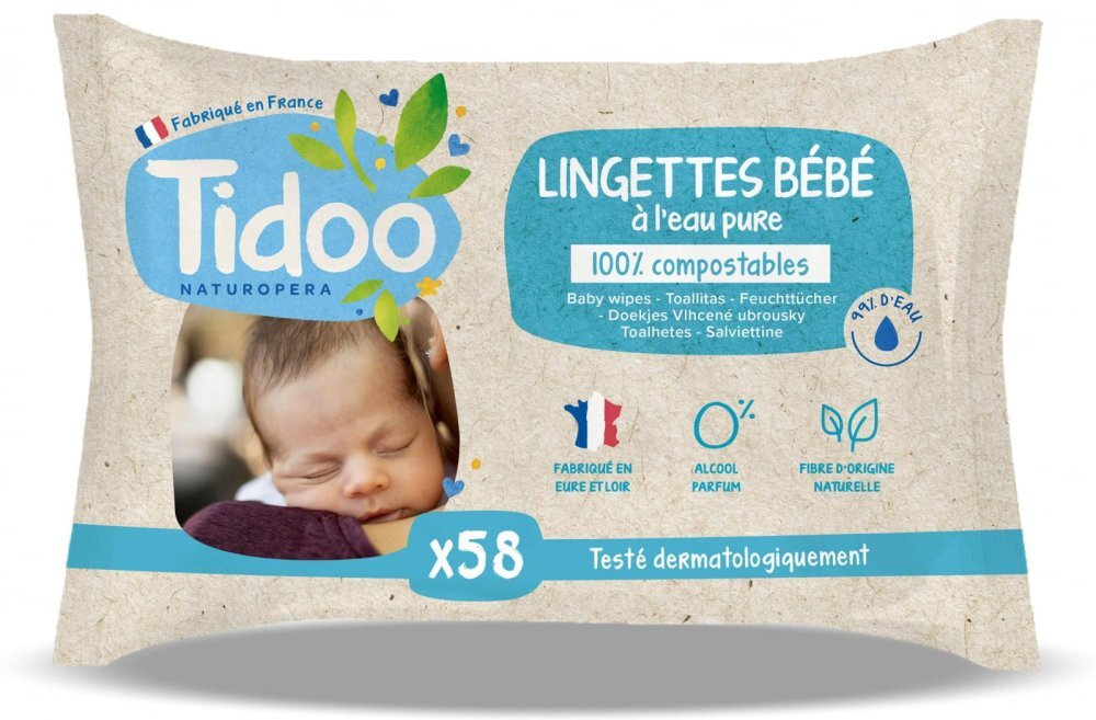 Tidoo Servetele umede cu apa pura 58 bucati