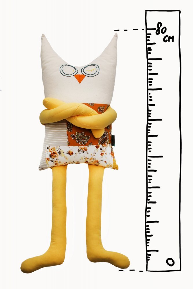 TIKNIK Papusa perna hand made pentru copii Bufnita Lulu 80 cm