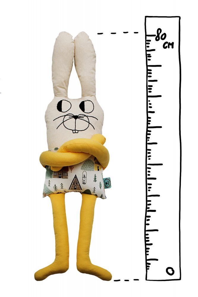 TIKNIK Papusa perna hand made pentru copii Iepurasul Pat 80 cm