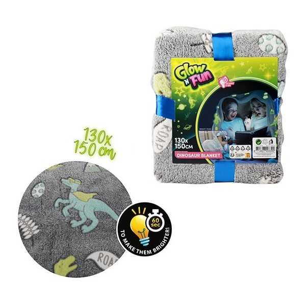 Toi-Toys Paturica cu dinozauri fosforescenti 130x150 cm