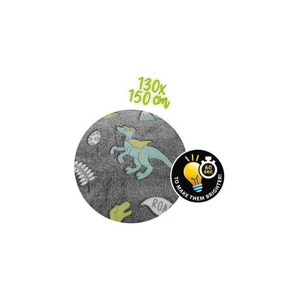 Toi-Toys Paturica cu dinozauri fosforescenti 130x150 cm
