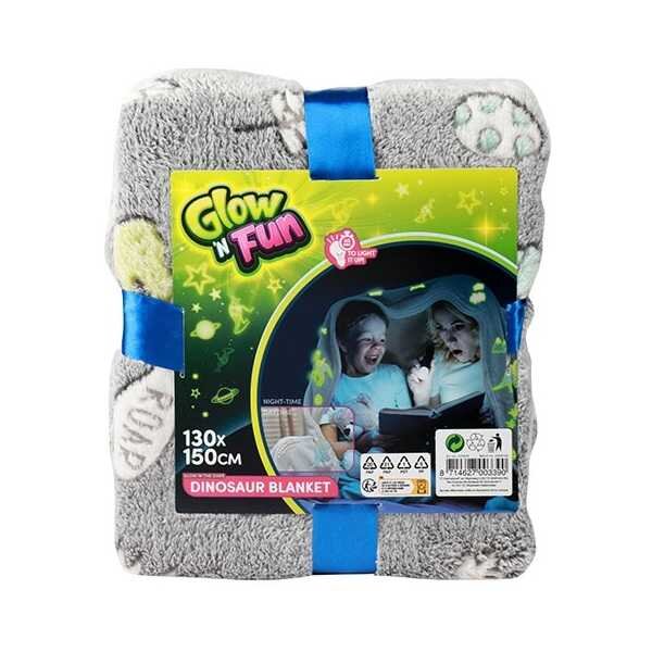 Toi-Toys Paturica cu dinozauri fosforescenti 130x150 cm