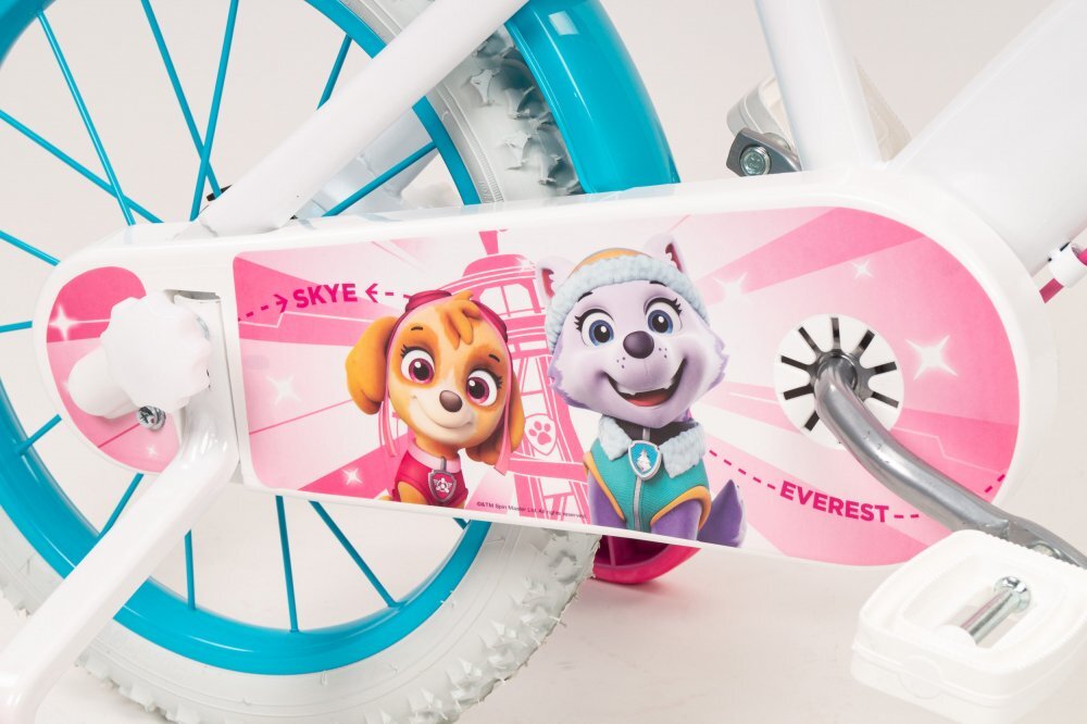 TOIMSA Bicicleta copii Paw Patrol Girl 16 inch cu cosulet frontal si scaunel pentru papusi de la 5 ani inaltimea recomandata 110-120 cm scaun si ghidon reglabile roti ajutatoare detasabile