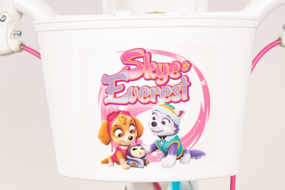 TOIMSA Bicicleta copii Paw Patrol Girl 16 inch cu cosulet frontal si scaunel pentru papusi de la 5 ani inaltimea recomandata 110-120 cm scaun si ghidon reglabile roti ajutatoare detasabile