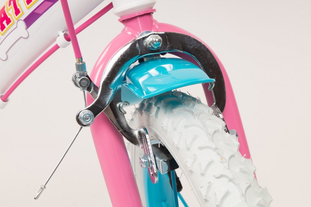 TOIMSA Bicicleta copii Paw Patrol Girl 16 inch cu cosulet frontal si scaunel pentru papusi de la 5 ani inaltimea recomandata 110-120 cm scaun si ghidon reglabile roti ajutatoare detasabile