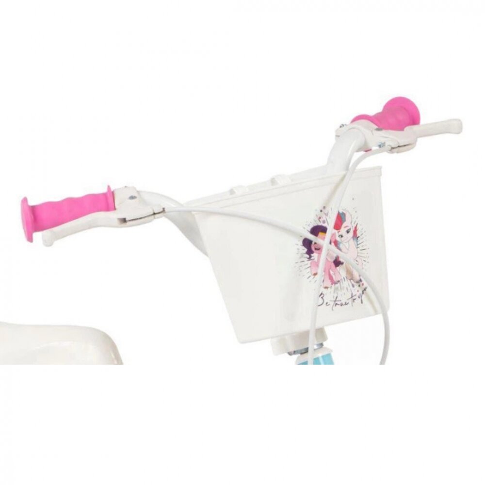 TOIMSA Bicicleta pentru copii My Little Pony 12 inch inaltime utilizator 85-100 cm roti ajutatoare cos frontal scaunel pentru papusa