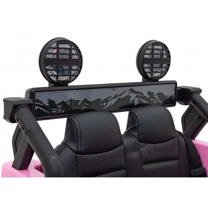 Toyota Masinuta electrica pentru copii FJ Cruiser 4x4 roz 90W cu telecomanda sunete suspensii lumini panou audio scaun piele si roti din spuma Eva