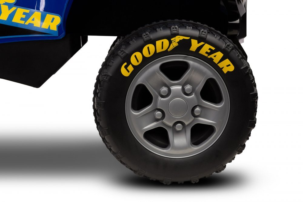 Toyz by Caretero ATV copii fara pedale cu licenta GoodYear Quad Blue spatiu de depozitare volan cu sunete protectie impotriva rasturnarii inaltime pana la sezut 24 cm