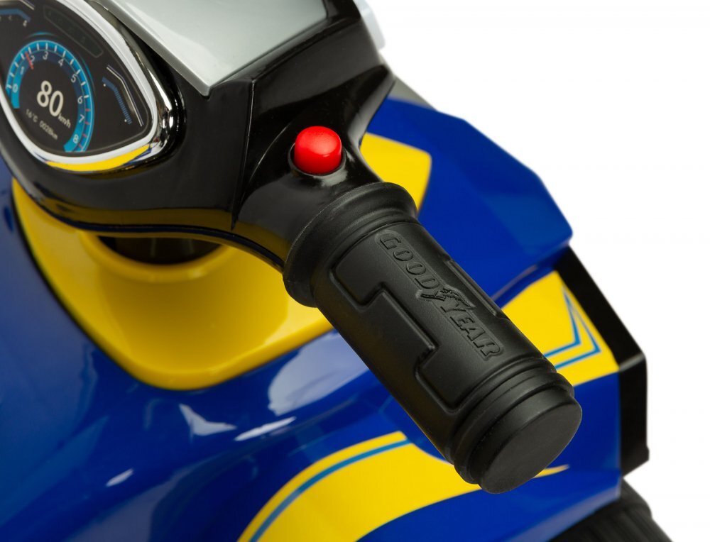 Toyz by Caretero ATV copii fara pedale cu licenta GoodYear Quad Blue spatiu de depozitare volan cu sunete protectie impotriva rasturnarii inaltime pana la sezut 24 cm