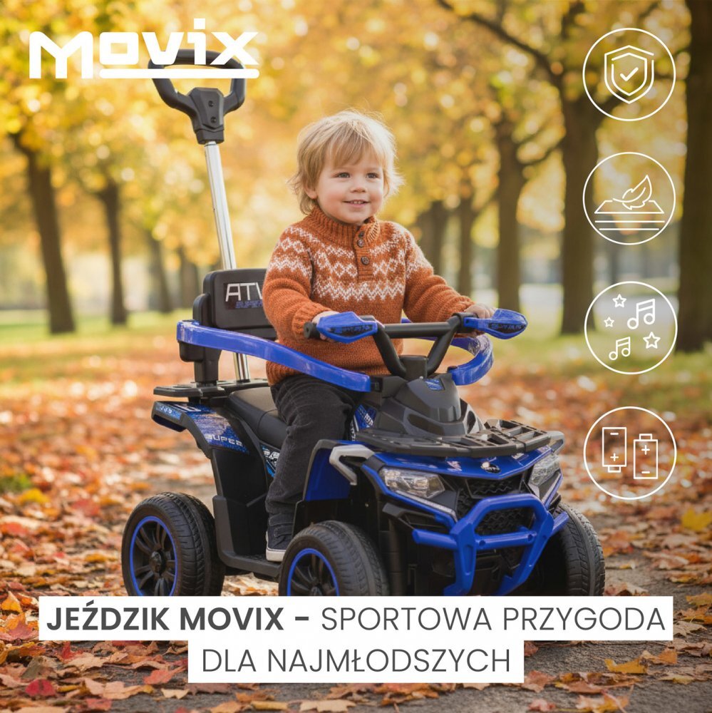 Toyz by Caretero ATV Ride On fara pedale Toyz Movix Red cu maner parentalbara de protectie detasabilaefecte sonore si luminoaserecomandat de la 24 luni
