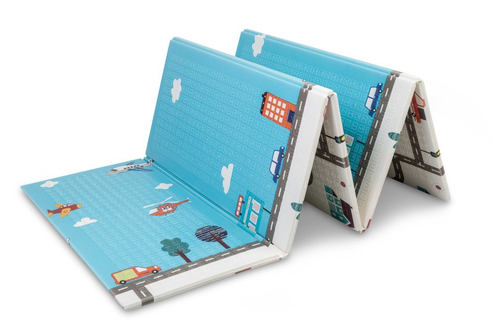 Toyz by Caretero Covoras pliabil multifunctional pentru copii Toyz Fomee Street 200x150x1cm cu 2 fete din spuma cifre si litere 3D fara substante nocive antiderapant izolator termic geanta transport inclusa