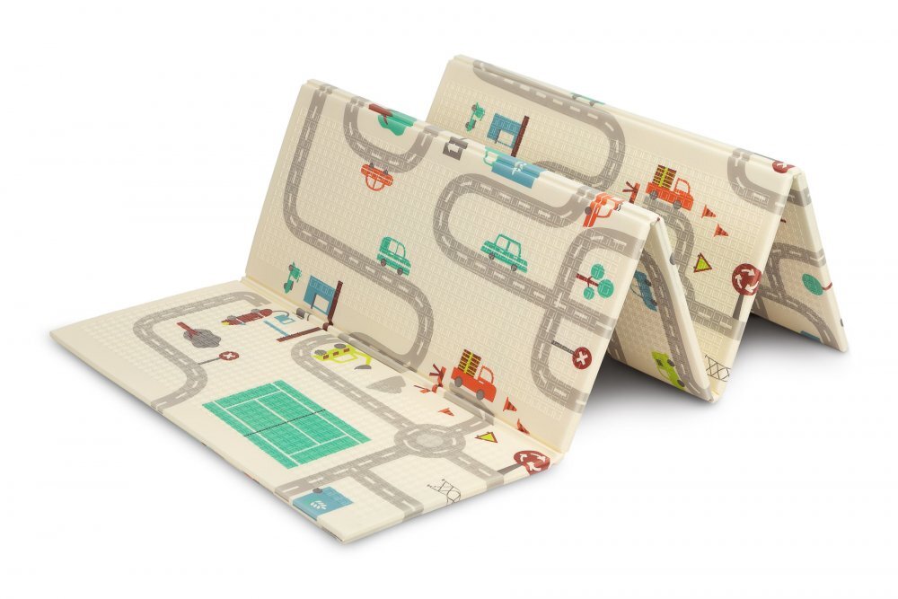 Toyz by Caretero Covoras pliabil multifunctional Toyz pentru copii cu 2 fetedin spuma XPE fara substante nocive antiderapant izolator termic 200x180x1 cm geanta transport inclusa Cars