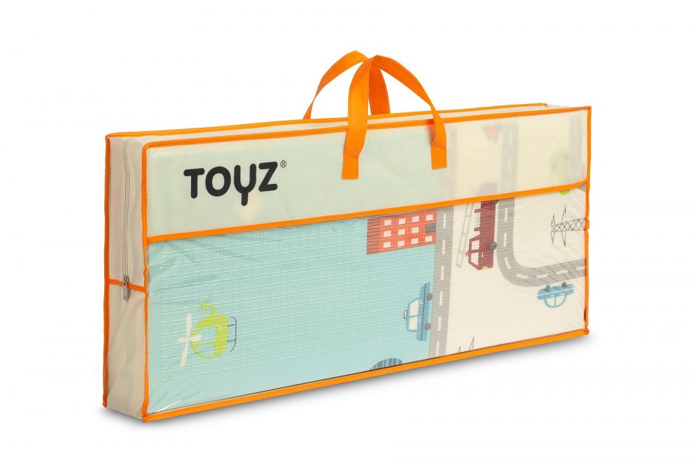 Toyz by Caretero Covoras pliabil multifunctional Toyz pentru copii cu 2 fetedin spuma XPE fara substante nocive antiderapant izolator termic 200x180x1 cm geanta transport inclusa Cars