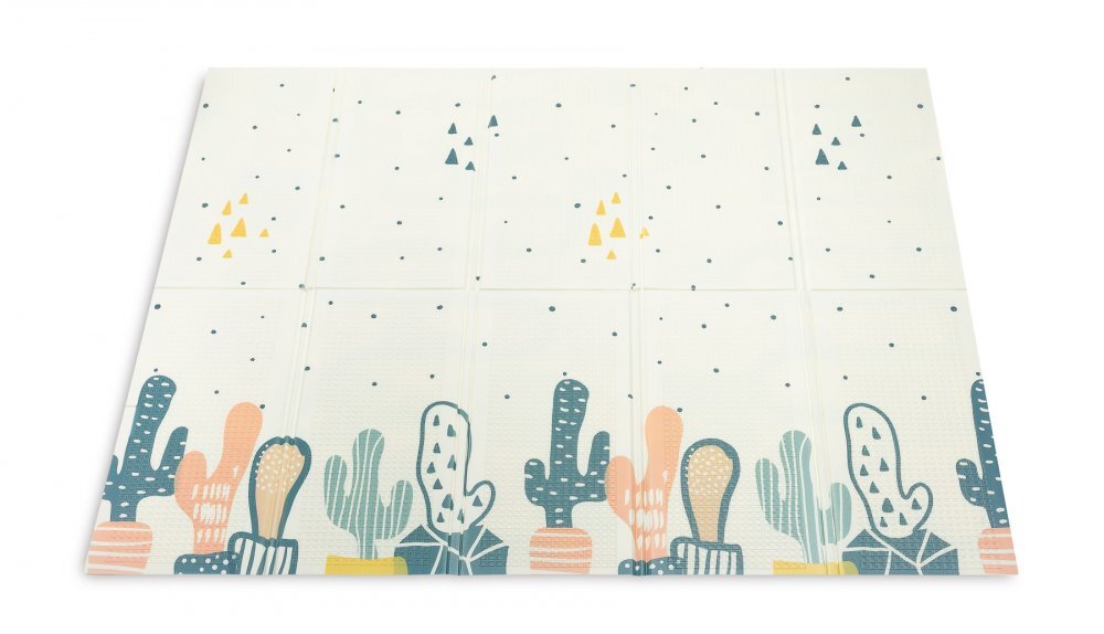 Toyz by Caretero Covoras pliabil multifunctional Toyz pentru copii cu 2 fetedin spuma XPE fara substante nocive antiderapant izolator termic 200x180x1 cmgeanta transport inclusa Cactus