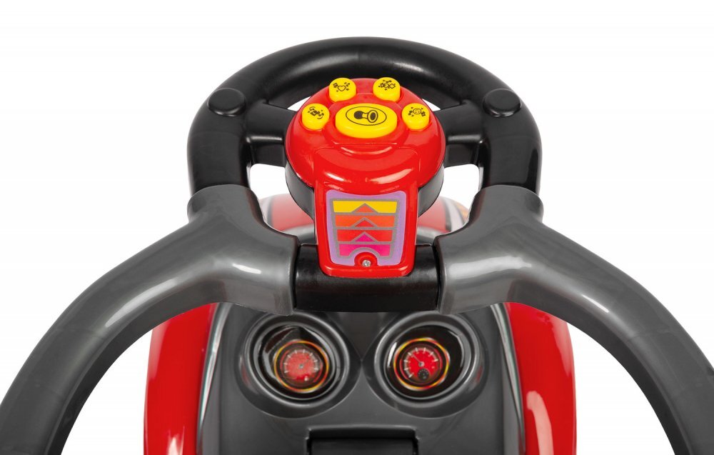Toyz by Caretero Masinuta Ride-On fara pedale pentru copii Toyz Race car Red cu maner parentalbara de protectie detasabilasistem antirasturnarevolan cu functii muzicale