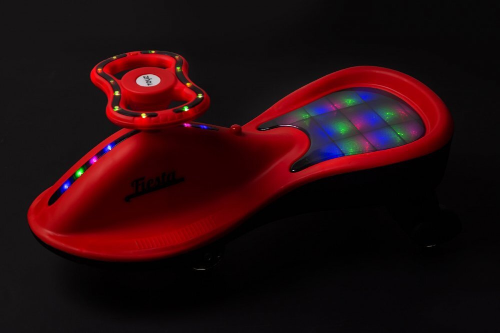 Toyz by Caretero PlasmaCar copii fara pedale Toyz Fiesta Red Ride-On gravitationala cu muzica si roti din cauciuc luminoase scaun ergonomic si spatios greutate maxima admisa 100 kg
