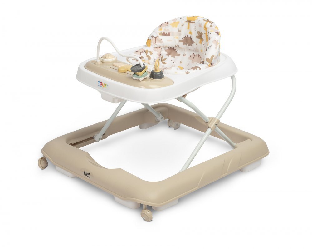 Toyz by Caretero Premergator copii Toyz Nel Brownpliabil compact cu roti pivotanteinaltime reglabila pe 3 nivelepanou educational cu sunete detasabil si opritori de sigurantapana la 12kg