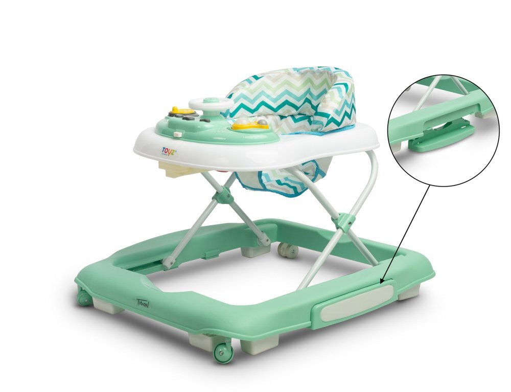 Toyz by Caretero Premergator pentru copii pliabil 2in1 Toyzcu functie balansoar panou educational inaltime reglabila si opritori de siguranta Timon Mint