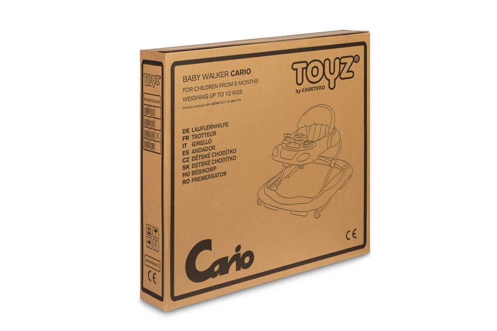 Toyz by Caretero Premergator pliabil cu inaltime reglabilapanou educational si opritori de siguranta Toyz Cario Navy