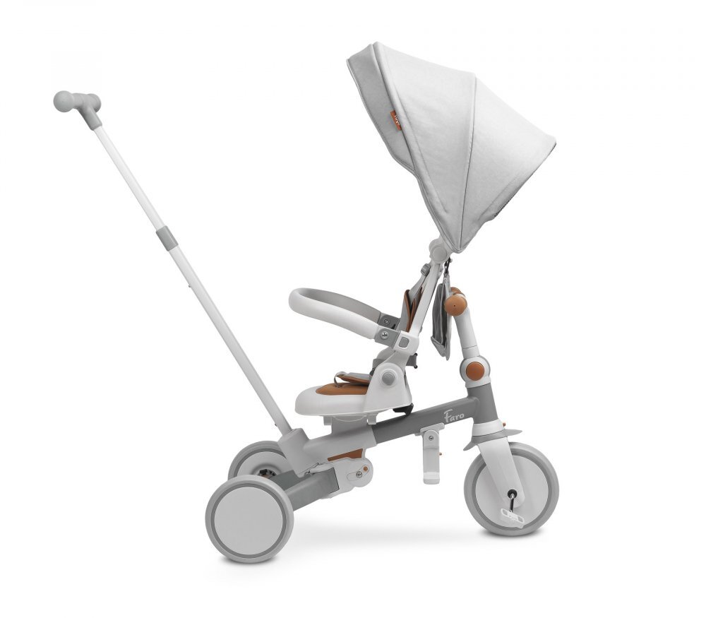 Toyz by Caretero Tricicleta pentru copii Toyz Faro Grey multifunctionalaultrapliabilaspatar reglabilscaun moale rotativ maner parinte detasabil si reglabil in 4 pozitiicenturi de sigurantaroti EVApedale detasabilegentuta inclusa