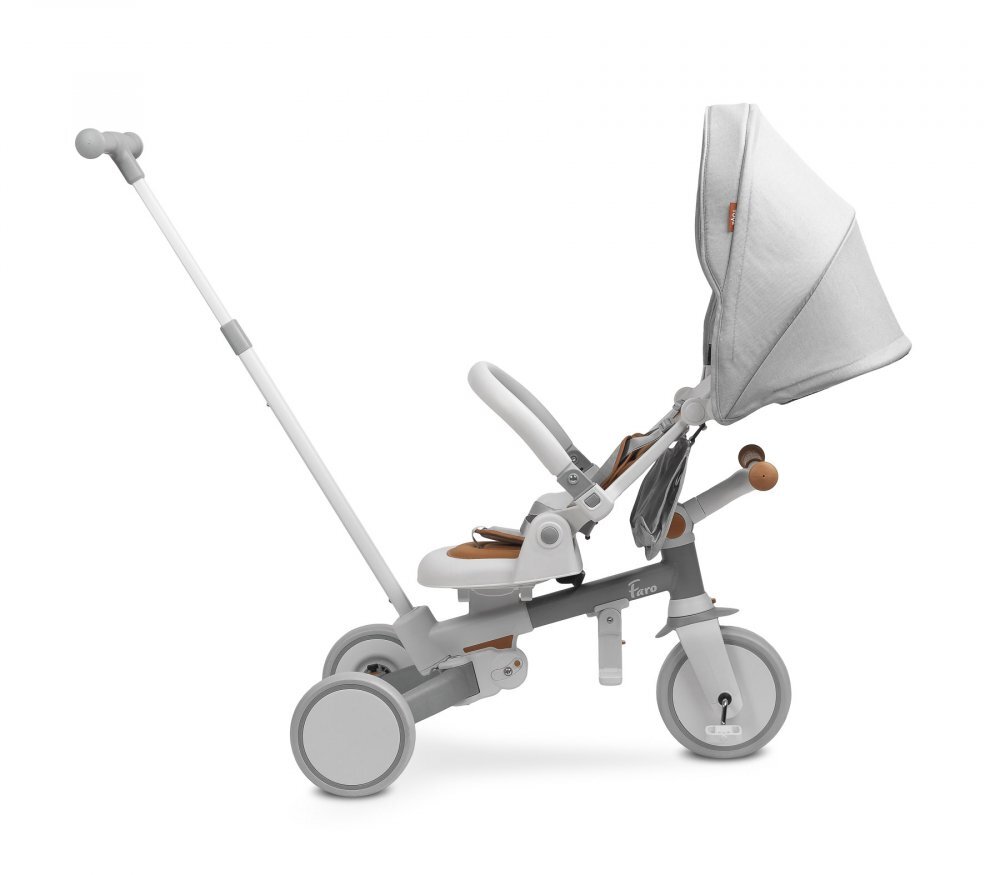 Toyz by Caretero Tricicleta pentru copii Toyz Faro Grey multifunctionalaultrapliabilaspatar reglabilscaun moale rotativ maner parinte detasabil si reglabil in 4 pozitiicenturi de sigurantaroti EVApedale detasabilegentuta inclusa