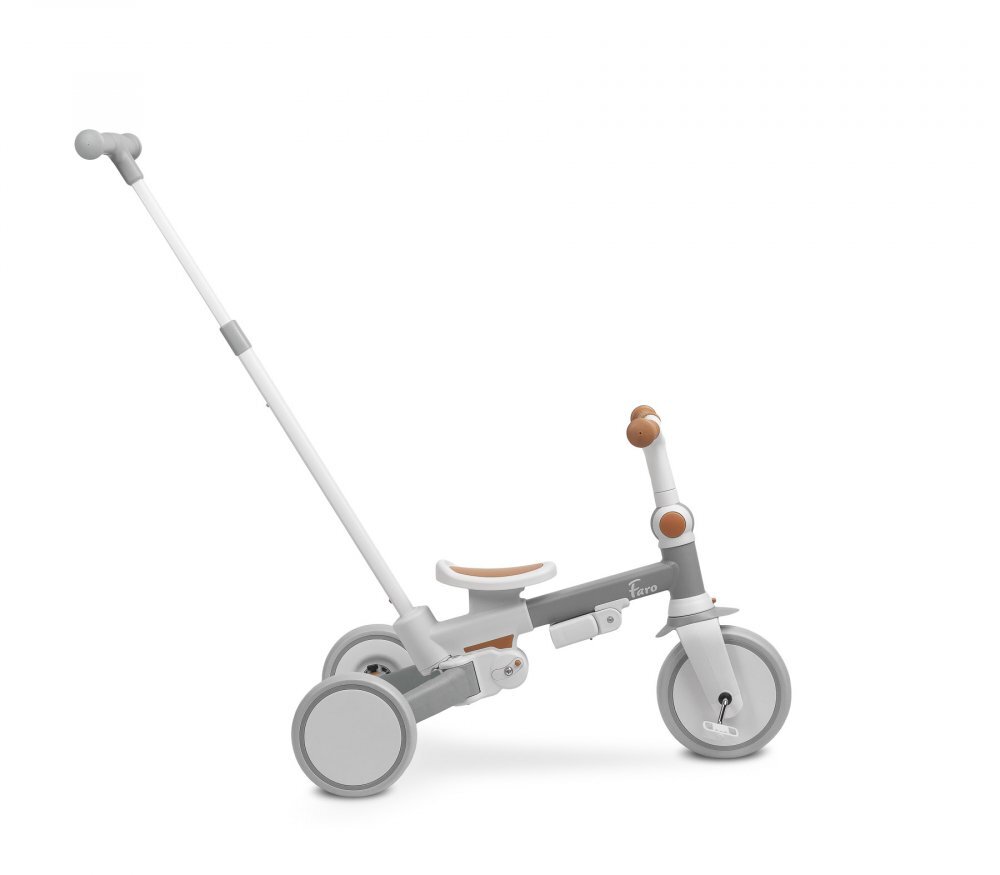 Toyz by Caretero Tricicleta pentru copii Toyz Faro Grey multifunctionalaultrapliabilaspatar reglabilscaun moale rotativ maner parinte detasabil si reglabil in 4 pozitiicenturi de sigurantaroti EVApedale detasabilegentuta inclusa