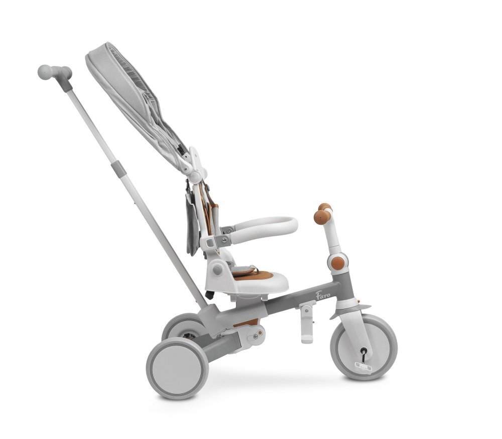 Toyz by Caretero Tricicleta pentru copii Toyz Faro Grey multifunctionalaultrapliabilaspatar reglabilscaun moale rotativ maner parinte detasabil si reglabil in 4 pozitiicenturi de sigurantaroti EVApedale detasabilegentuta inclusa