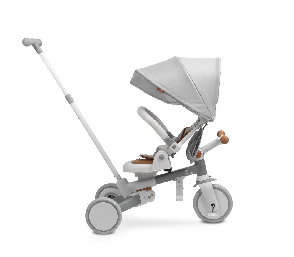 Toyz by Caretero Tricicleta pentru copii Toyz Faro Grey multifunctionalaultrapliabilaspatar reglabilscaun moale rotativ maner parinte detasabil si reglabil in 4 pozitiicenturi de sigurantaroti EVApedale detasabilegentuta inclusa