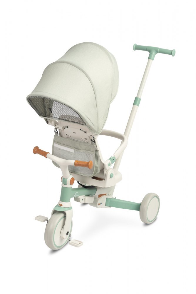Toyz by Caretero Tricicleta pentru copii Toyz Faro Verde multifunctionalaultrapliabilaspatar reglabilscaun moale rotativmaner parinte detasabil si reglabil in 4 pozitiicenturi de sigurantaroti EVApedale detasabilegentuta inclusa