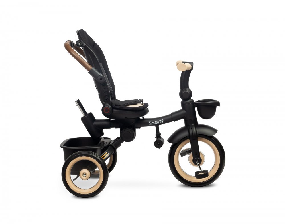 Toyz by Caretero Tricicleta pentru copii Toyz Saber Beige pliabila multifunctionala cu spatar reglabil si pozitie de somn copertina si maner parinte cu inaltime reglabila pana la 25 kg