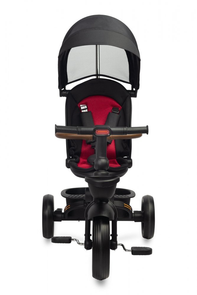 Toyz by Caretero Tricicleta pentru copii Toyz Saber Red pliabila multifunctionala cu spatar reglabil si pozitie de somn copertina si maner parinte cu inaltime reglabila pana la 25 kg