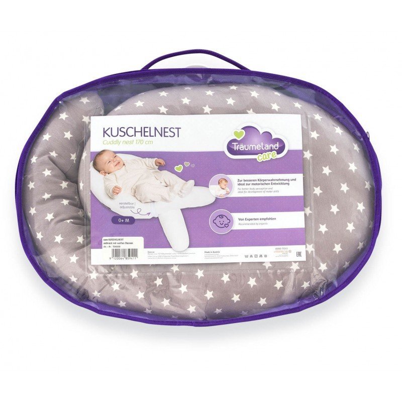 Traeumeland Perna pentru bebelusi Cuddly Nest Anthracite With White Stars