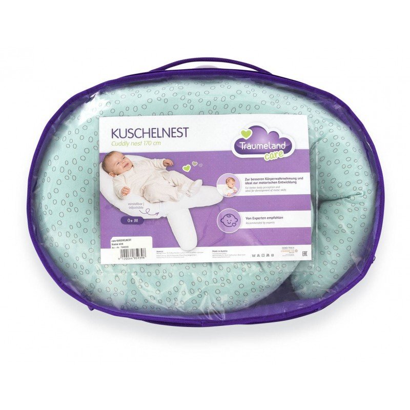 Traeumeland Perna pentru bebelusi Cuddly Nest Circles Mint